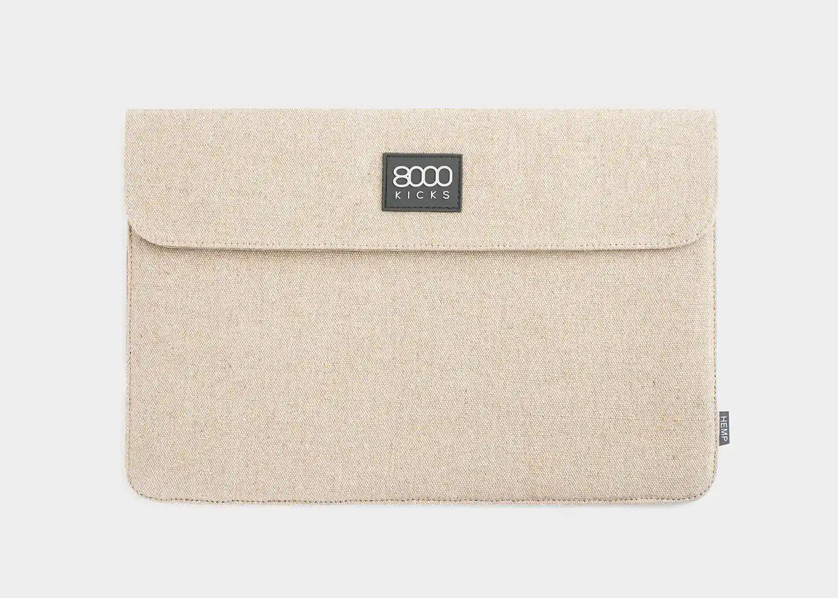 Double Sleeve Vegan Hemp Laptop Case | Black, L - 8000kicks Bags